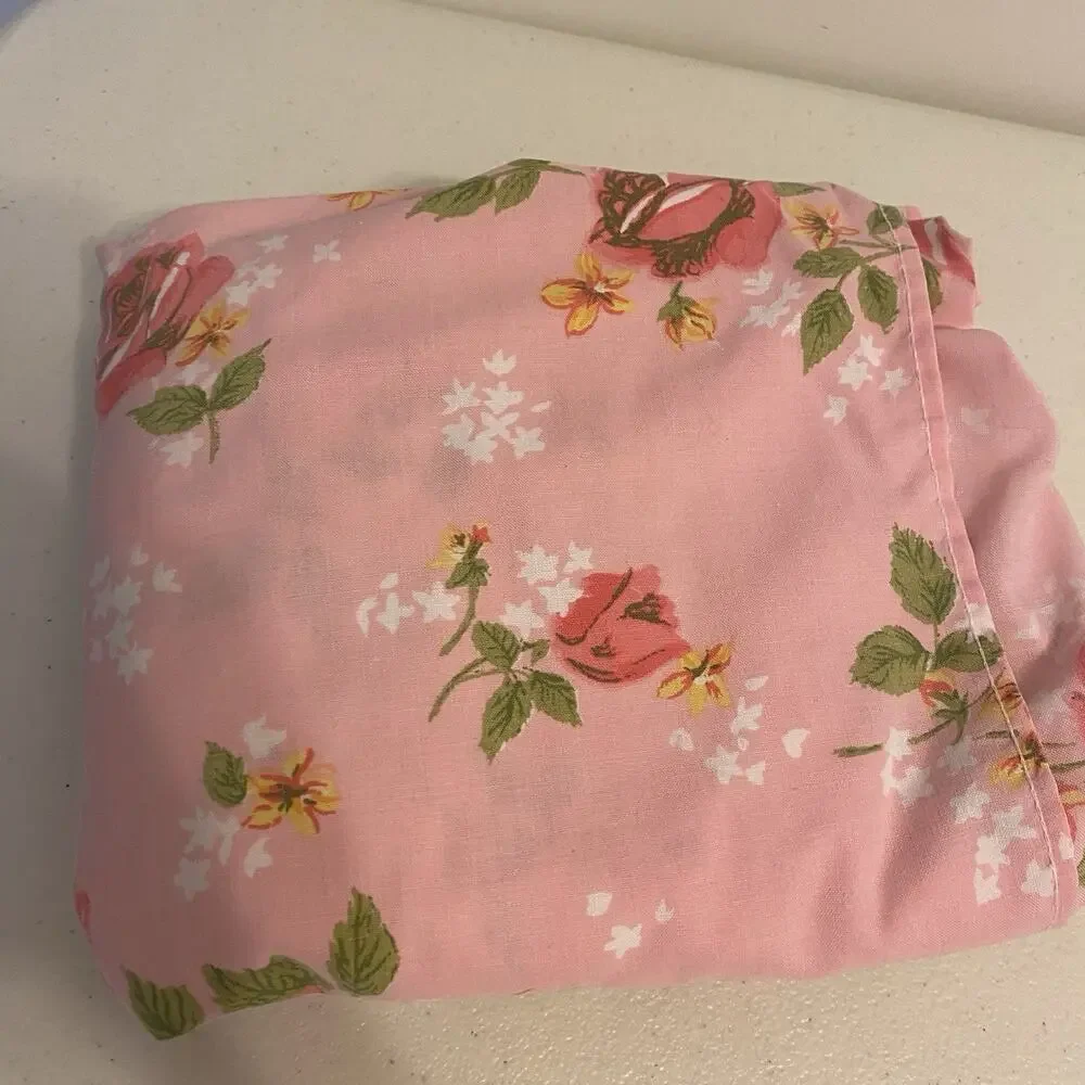 VTG Cotton Blend Twin Fitted Sheet Floral Country Home Cottage 39x79” Mattress